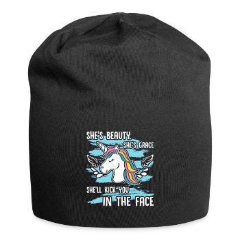 Einhorn Beauty Einhorn - Jersey-Beanie - Schwarz - Vorne