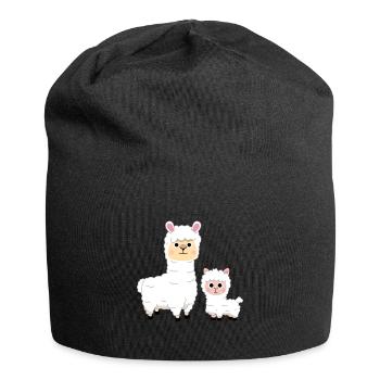 Alpaga bande dessinée conception alpagas motif cadeau animaux - Bonnet en jersey - noir - Devant
