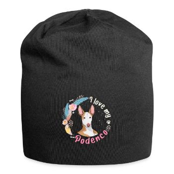 J'adore mon cadeau de chien Podenco - Bonnet en jersey - noir - Devant