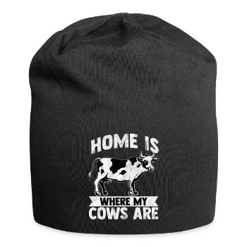Vache moo boeuf lait fermier ferme des animaux - Bonnet en jersey - noir - Devant