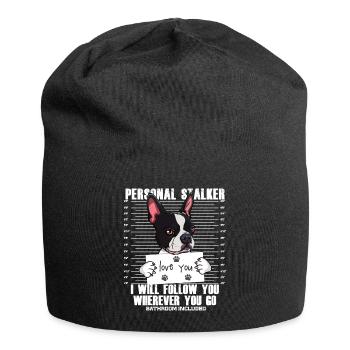 Dessin animé drôle d'amant de chien de Boston Terrier - Bonnet en jersey - noir - Devant