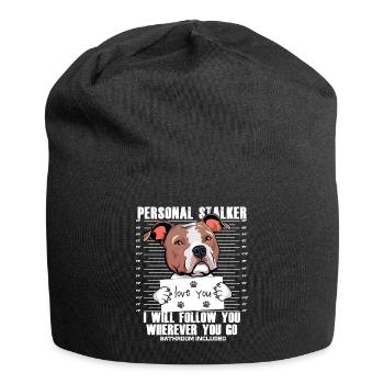 Amant drôle de chien américain Staffordshire Terrier - Bonnet en jersey - noir - Devant