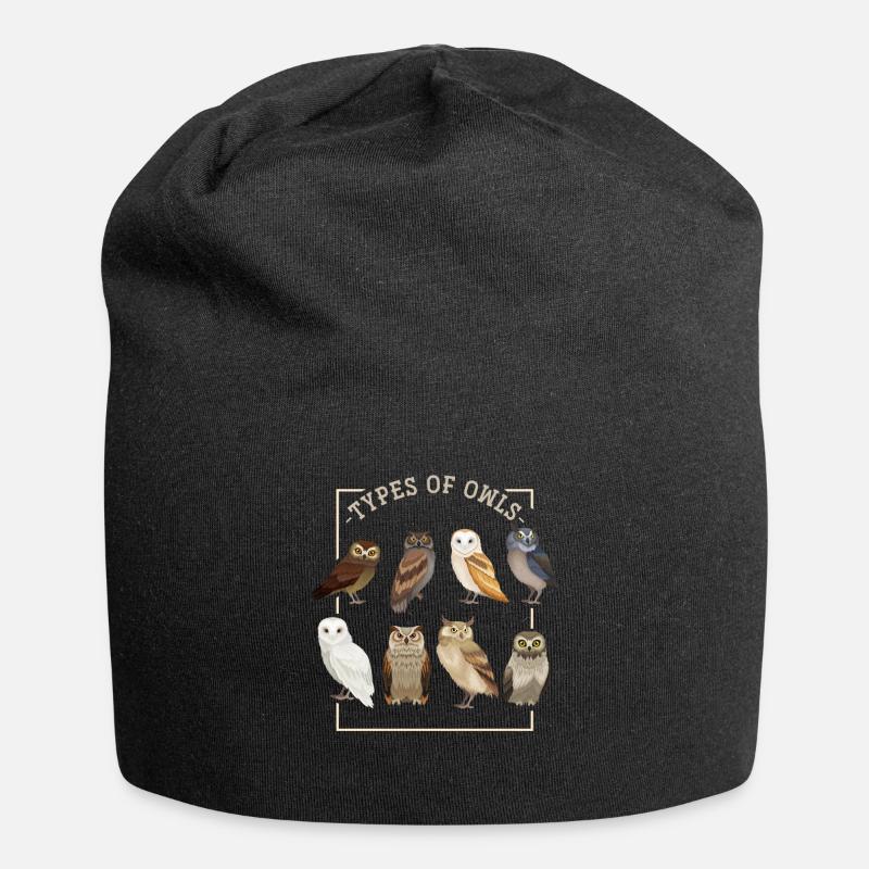 Eule Kauz - Jersey-Beanie - Schwarz