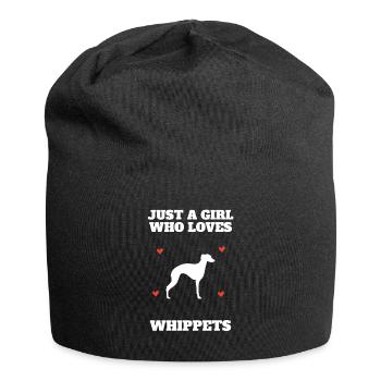 Whippet Girl Enthusiast Breeder Gift - Jersey Beanie - black - Front