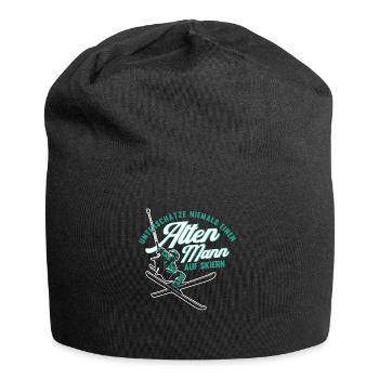 Alter Mann Ski Skifahrer Opa Rentner Geschenk - Jersey-Beanie - Schwarz - Vorne