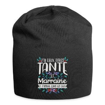 Marraine Tante Deux Titres Humour Cadeau - Bonnet en jersey - noir - Devant