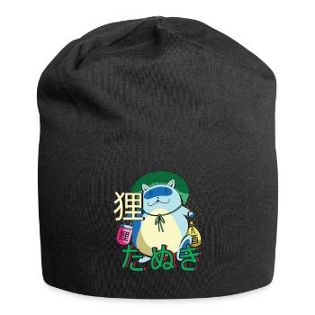 Anime Katze Tanuki Yokai - Jersey-Beanie - Schwarz - Vorne