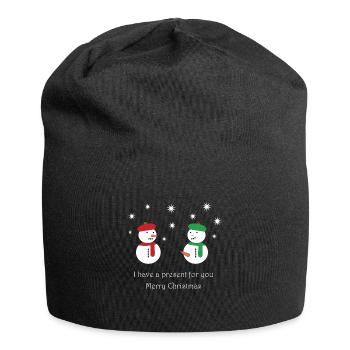 Perverse Schneemänner mit Weihnachtsgrüßen - Jersey-Beanie - Schwarz - Vorne