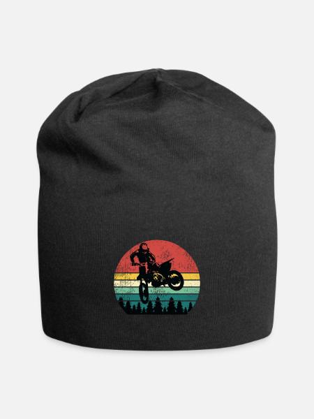 Vintage Motorcross Dirt Bike Geschenk - Jersey-Beanie - Schwarz