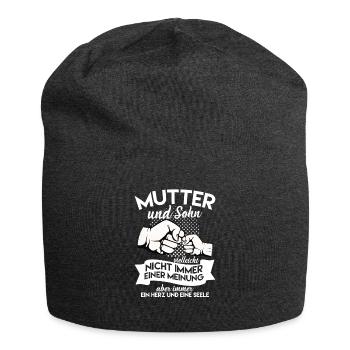 Stolze Mama & Sohn Geschenk Mutter Familie Spruch - Jersey-Beanie - Anthrazit - Vorne