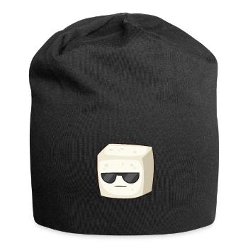 Cute Tofu With Sunglasses Vegan Vegetarian Tofu - Jersey Beanie - black - Front