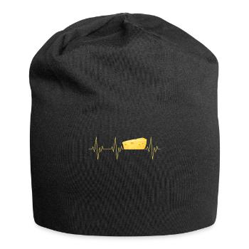 Cheese Heartbeat Funny Family Cheese Lover EKG - Jersey Beanie - black - Front