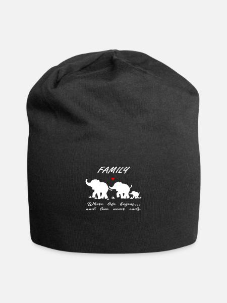 Elefanten Familie Geschenk - Jersey-Beanie - Schwarz