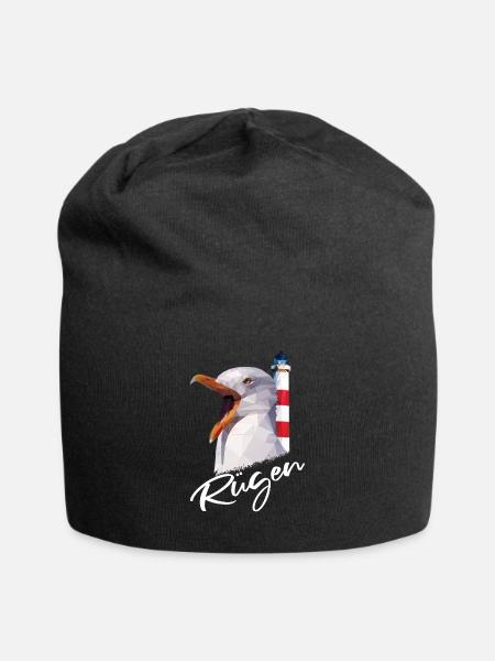 Rügen Insel Ostsee Urlaub Möwe Rüganer Geschenk - Jersey-Beanie - Schwarz