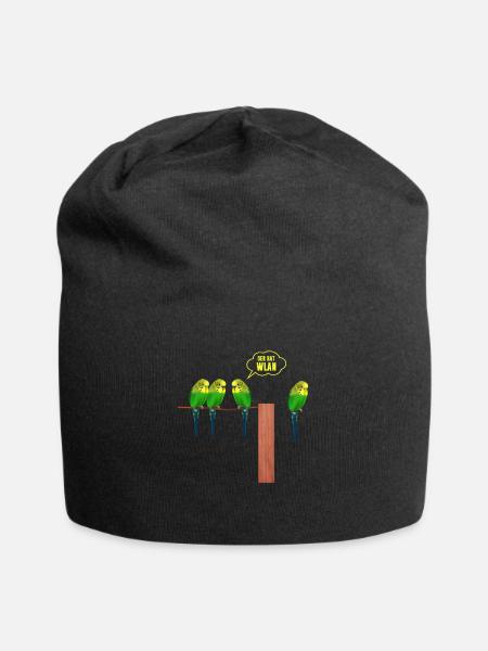 He has wifi budgie - Jersey Beanie - black