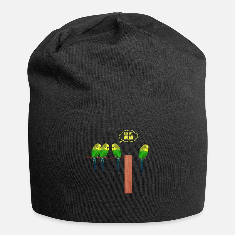 He has wifi budgie - Jersey Beanie - black