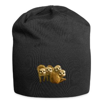 Funny meerkat young meerkat gift - Jersey Beanie - black - Front