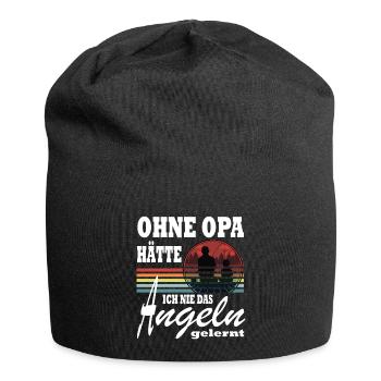Opa Enkelin Angeln Spruch Geschenk - Jersey-Beanie - Schwarz - Vorne