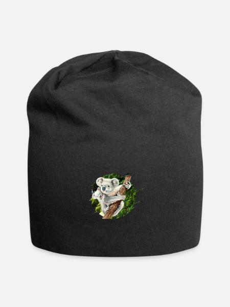 Mama Koala Bär mit Baby - Jersey-Beanie - Schwarz