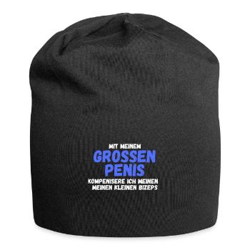 Lustiger Spruch sex penis kleiner Bizeps Geschenk - Jersey-Beanie - Schwarz - Vorne