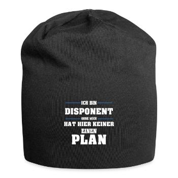 Disponent Ohne mich hat hier keine ein Plan - Jersey-Beanie - Schwarz - Vorne