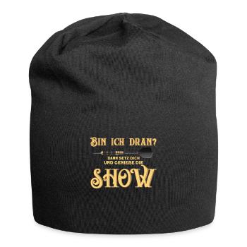 Dart Dartspieler Setz Dich und Genieß Die Show - Jersey-Beanie - Schwarz - Vorne
