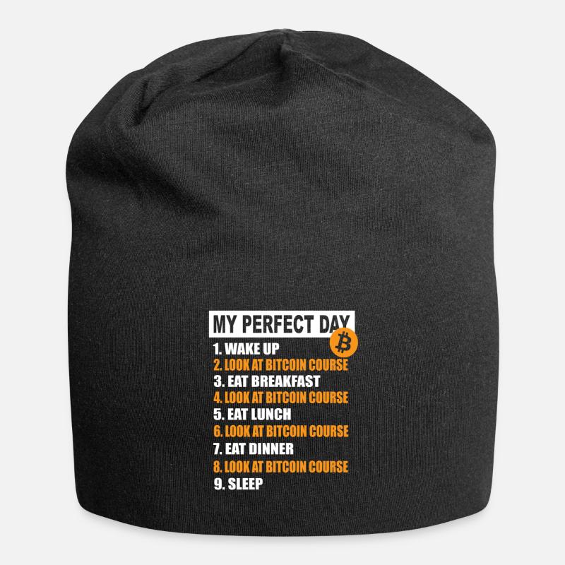 My Perfect Day Bitcoin - Kryptowährung Tagesplan - Jersey-Beanie - Schwarz