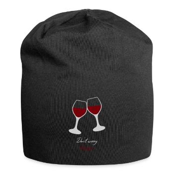 Wine saying red wine wine glass gift idea grapevine - Jersey Beanie - black - Front