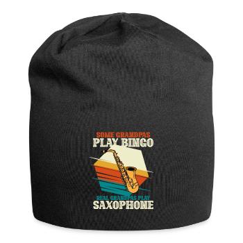 Real Grandpas Play Saxophone Jazz Bingo - Bonnet en jersey - noir - Devant