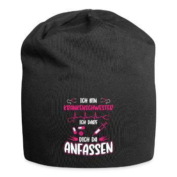 Krankenschwester Lustig Arzthelferin Geschenk - Jersey-Beanie - Schwarz - Vorne
