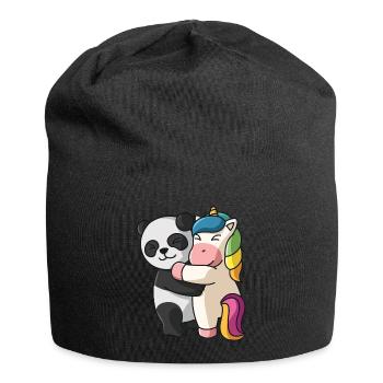 Panda mit Einhorn Liebe süßes niedliche Tiere - Jersey-Beanie - Schwarz - Vorne