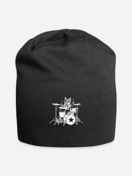 Punk Rock Star Kitten Kitty Cat Drummer . Drummer - Jersey-Beanie - Schwarz