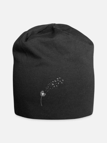 Pusteblume mit Schmetterling Motiv Löwenzahn - Jersey-Beanie - Schwarz