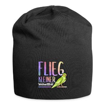 Flieg kleiner Wellensittich Haustier Vogel Motiv - Jersey-Beanie - Schwarz - Vorne