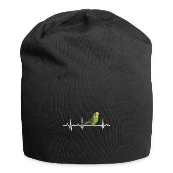 Heartbeat budgie bird love - Jersey Beanie - black - Front