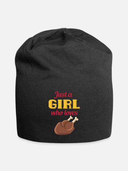 maedchen liebt huhn - Jersey-Beanie - Schwarz