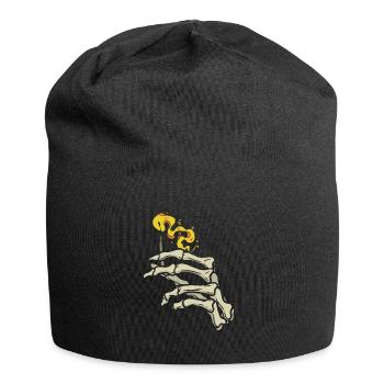 Main d'os avec une allumette - Bonnet en jersey - noir - Devant