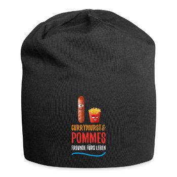 Currywurst Pommes Freunde fürs Leben Imbiss Humor - Jersey-Beanie - Schwarz - Vorne