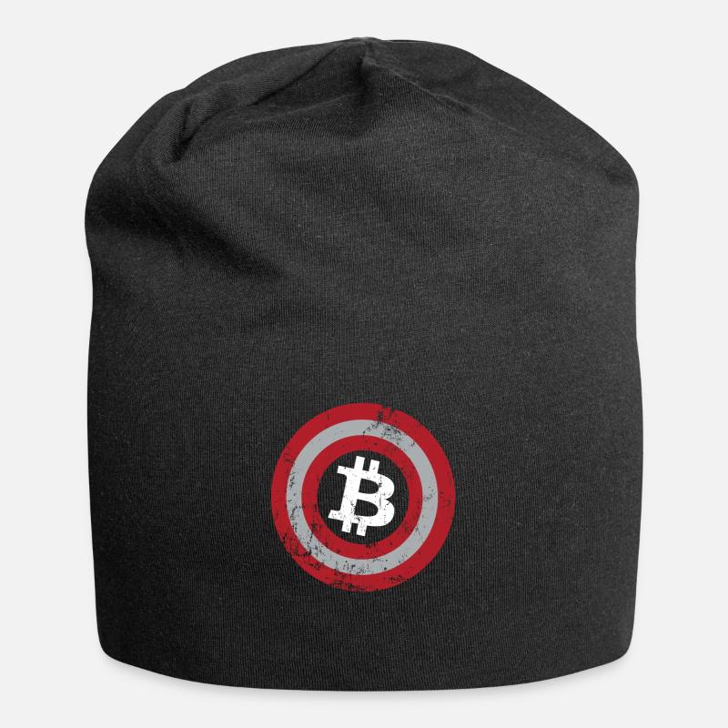 Bitcoin Button - Kryptowährung Bitcoins - Jersey-Beanie - Schwarz