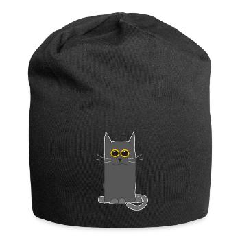 Süße graue Katze mit gelben Augen für - Jersey-Beanie - Schwarz - Vorne