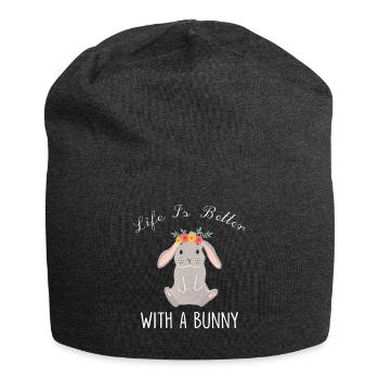 Bunnies rabbits - Jersey Beanie - charcoal grey - Front