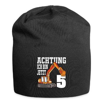 Achtung Ich Bin Jetzt 5 - Bagger 5. Geburtstag - Jersey-Beanie - Schwarz - Vorne
