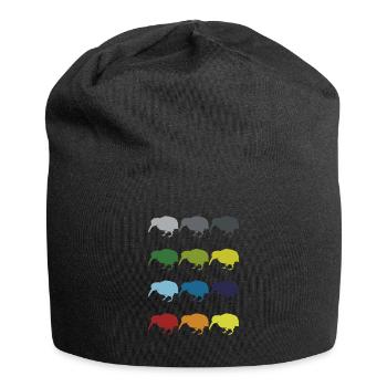 Neon Pop Art Retro Kiwi Laufvogel Geschenkidee - Jersey-Beanie - Schwarz - Vorne