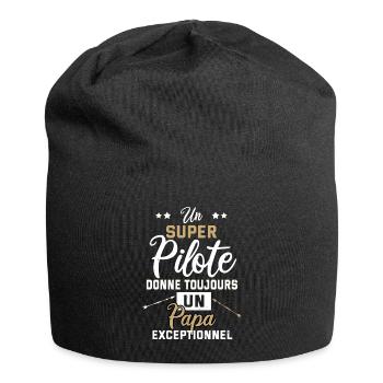 Papa pilote cadeau humour drôle avion piloter - Bonnet en jersey - noir - Devant