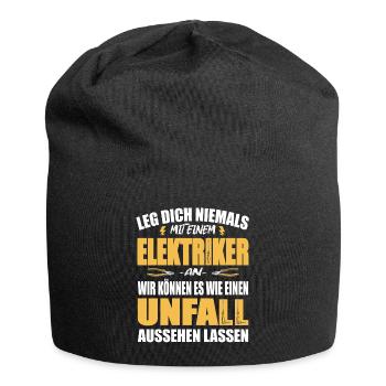 Leg dich niemals mit einem Elektriker an - Jersey-Beanie - Schwarz - Vorne