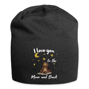 je t'aime à la lune et en arrière les petites étoiles d'ours - Bonnet en jersey - noir - Devant