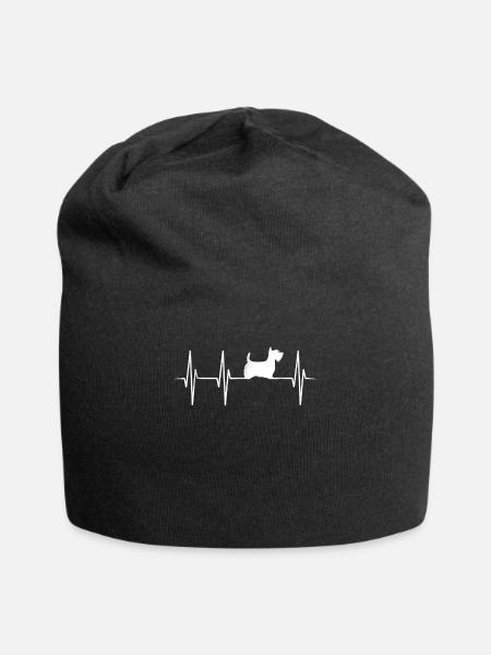 Scottish Terrier dog Heartbeat Scottie - Jersey Beanie - black