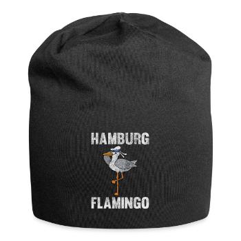 Hamburg Flamingo Möwe lustige Tiere Spruch Norden - Jersey-Beanie - Schwarz - Vorne
