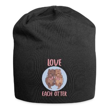 Otter Love Each Otter niedlich Tier Geschenkidee - Jersey-Beanie - Schwarz - Vorne