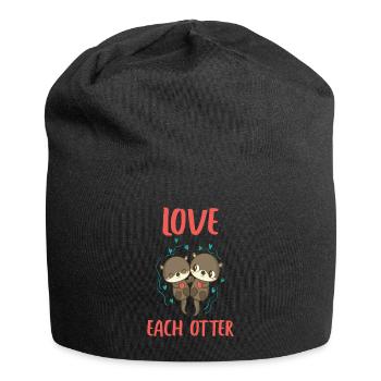 Otter Love Each Otter niedlich Tier Geschenkidee - Jersey-Beanie - Schwarz - Vorne
